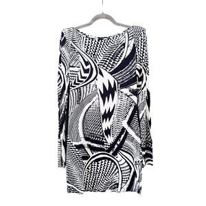 Vintage Y2K MISS SIXTY Jersey Abstract Print Long Sleeve Sheath Dress Medium M
